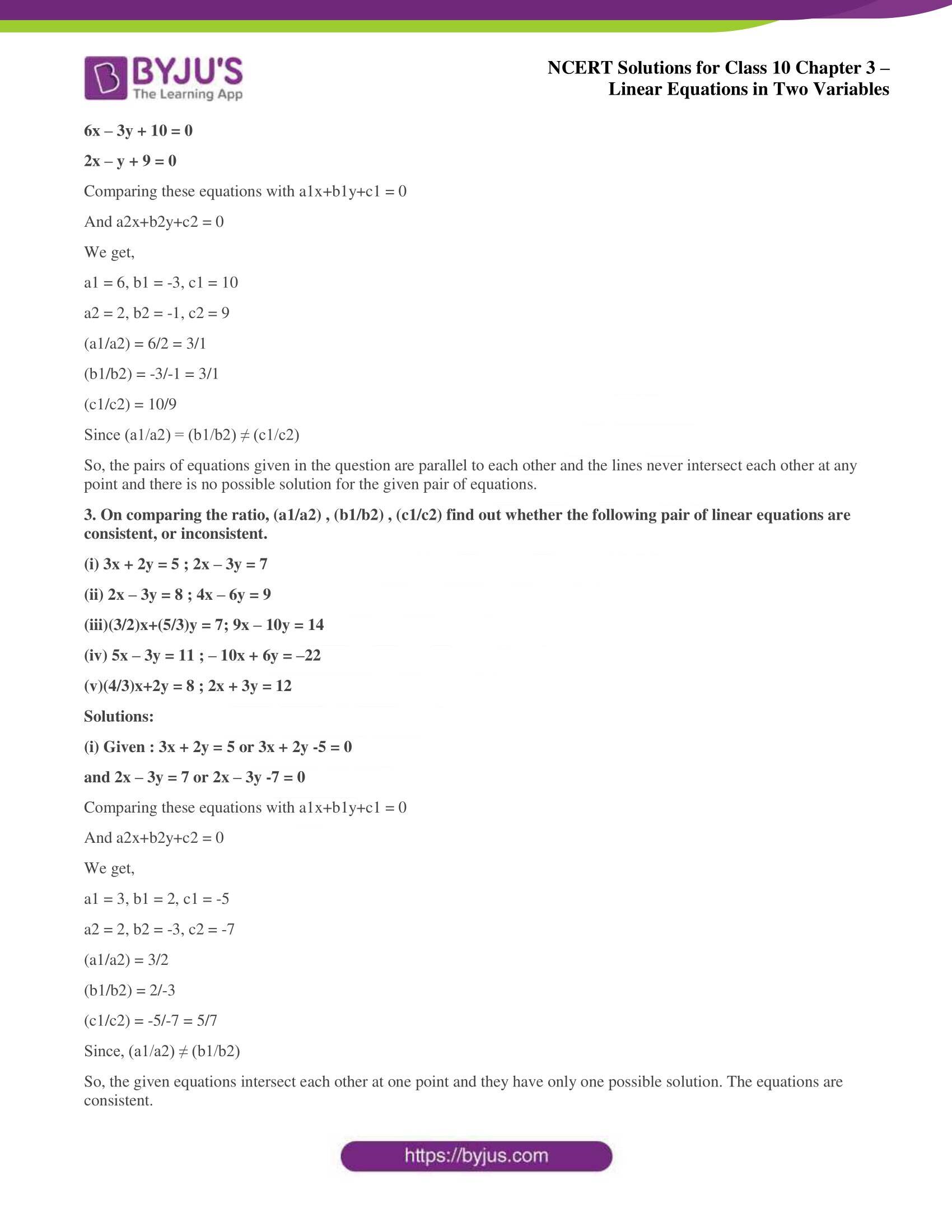 NCERT Solutions for Class 10 Chapter 3 Linear Equations in Two Variables NCERT Solutions for Class 10 Chapter 3 Linear Equations in Two Variables