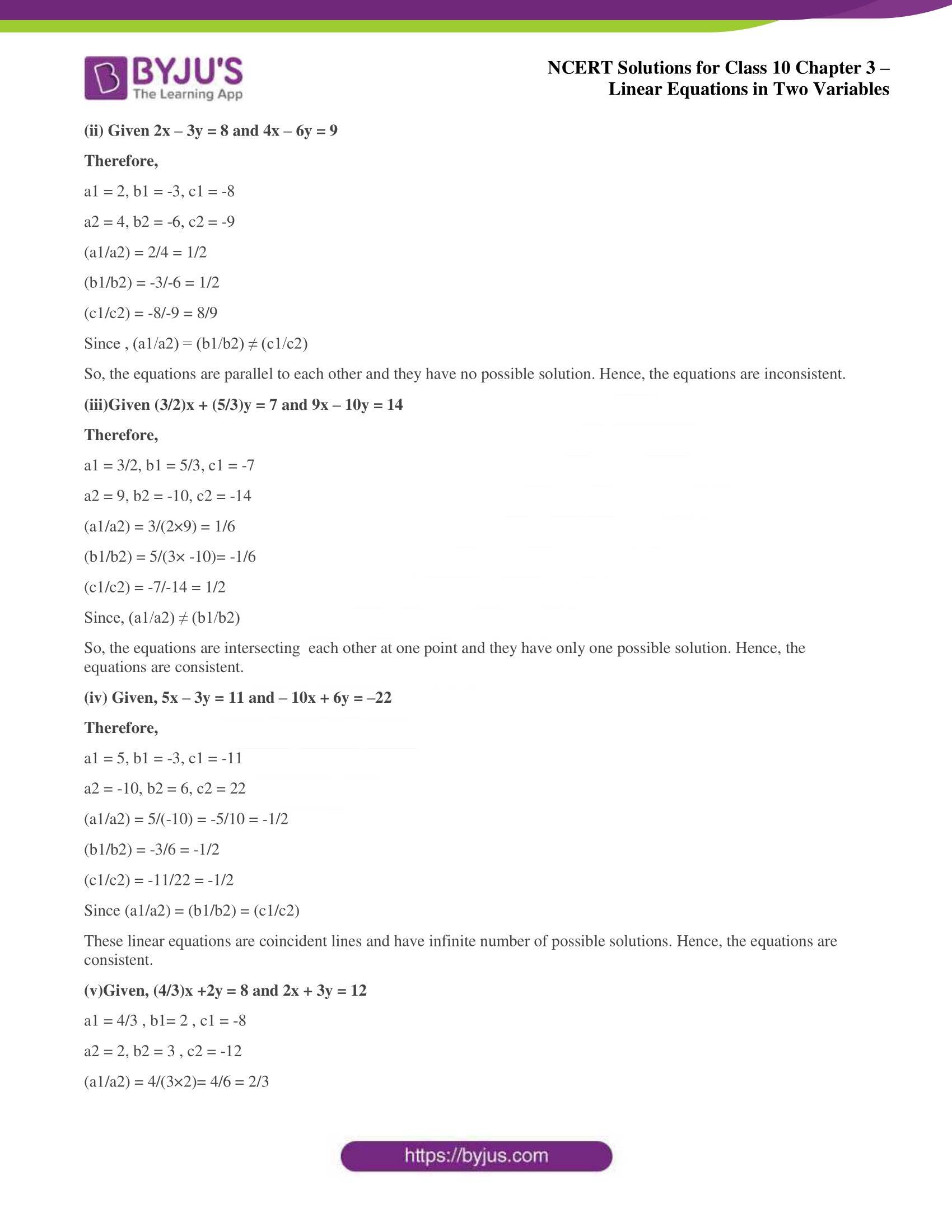 NCERT Solutions for Class 10 Chapter 3 Linear Equations in Two Variables NCERT Solutions for Class 10 Chapter 3 Linear Equations in Two Variables