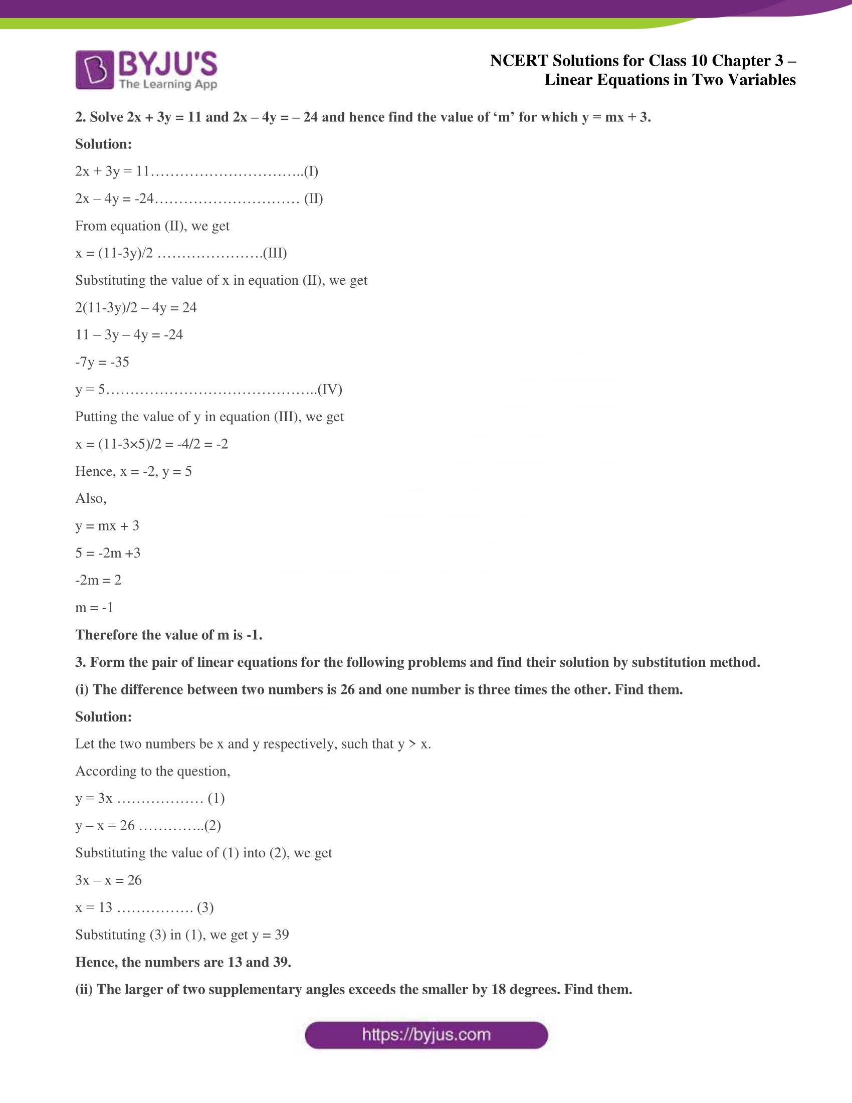 NCERT Solutions for Class 10 Chapter 3 Linear Equations in Two Variables NCERT Solutions for Class 10 Chapter 3 Linear Equations in Two Variables