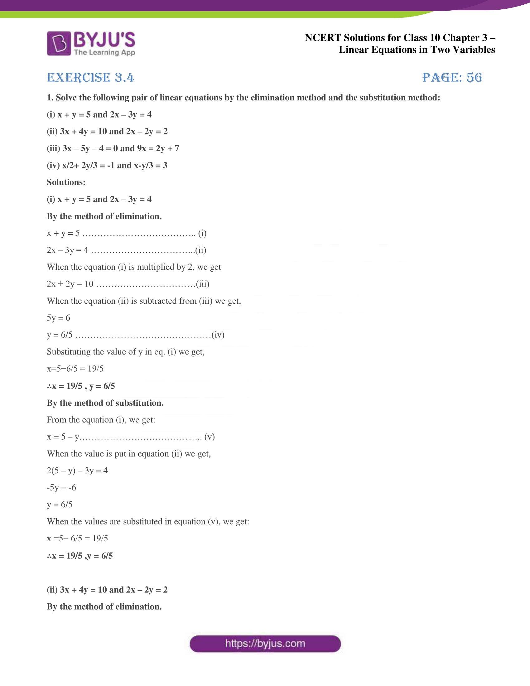 NCERT Solutions for Class 10 Chapter 3 Linear Equations in Two Variables NCERT Solutions for Class 10 Chapter 3 Linear Equations in Two Variables