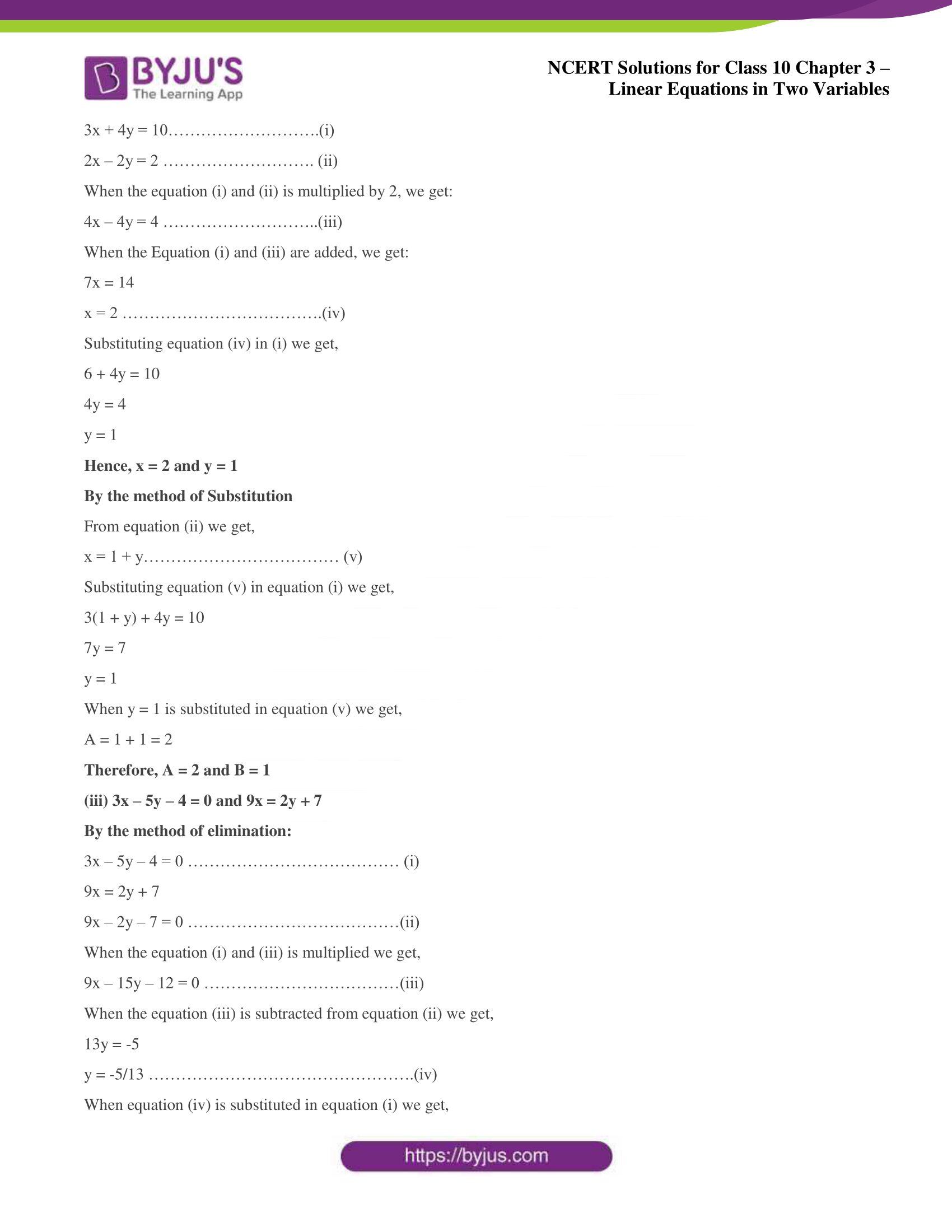 NCERT Solutions for Class 10 Chapter 3 Linear Equations in Two Variables NCERT Solutions for Class 10 Chapter 3 Linear Equations in Two Variables