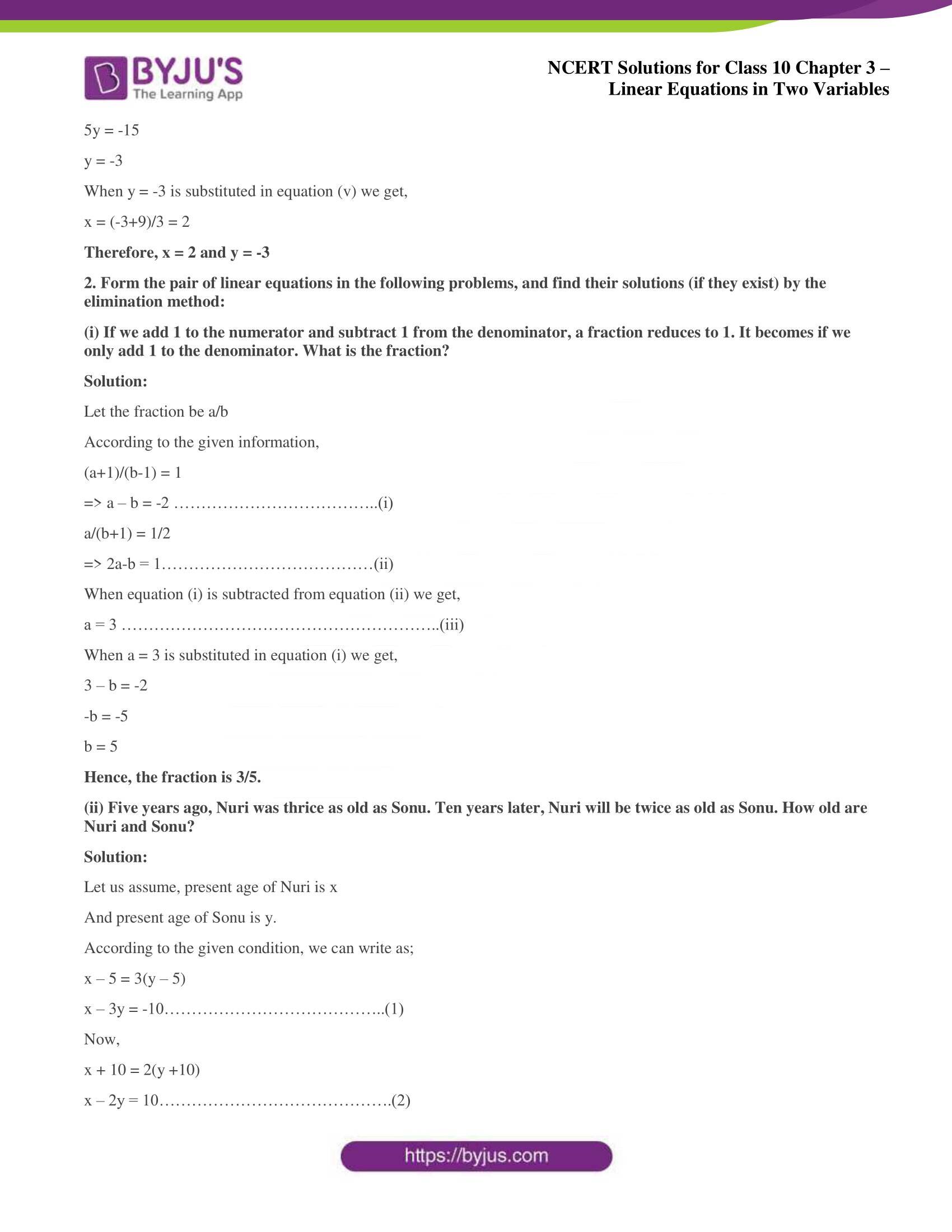 NCERT Solutions for Class 10 Chapter 3 Linear Equations in Two Variables NCERT Solutions for Class 10 Chapter 3 Linear Equations in Two Variables