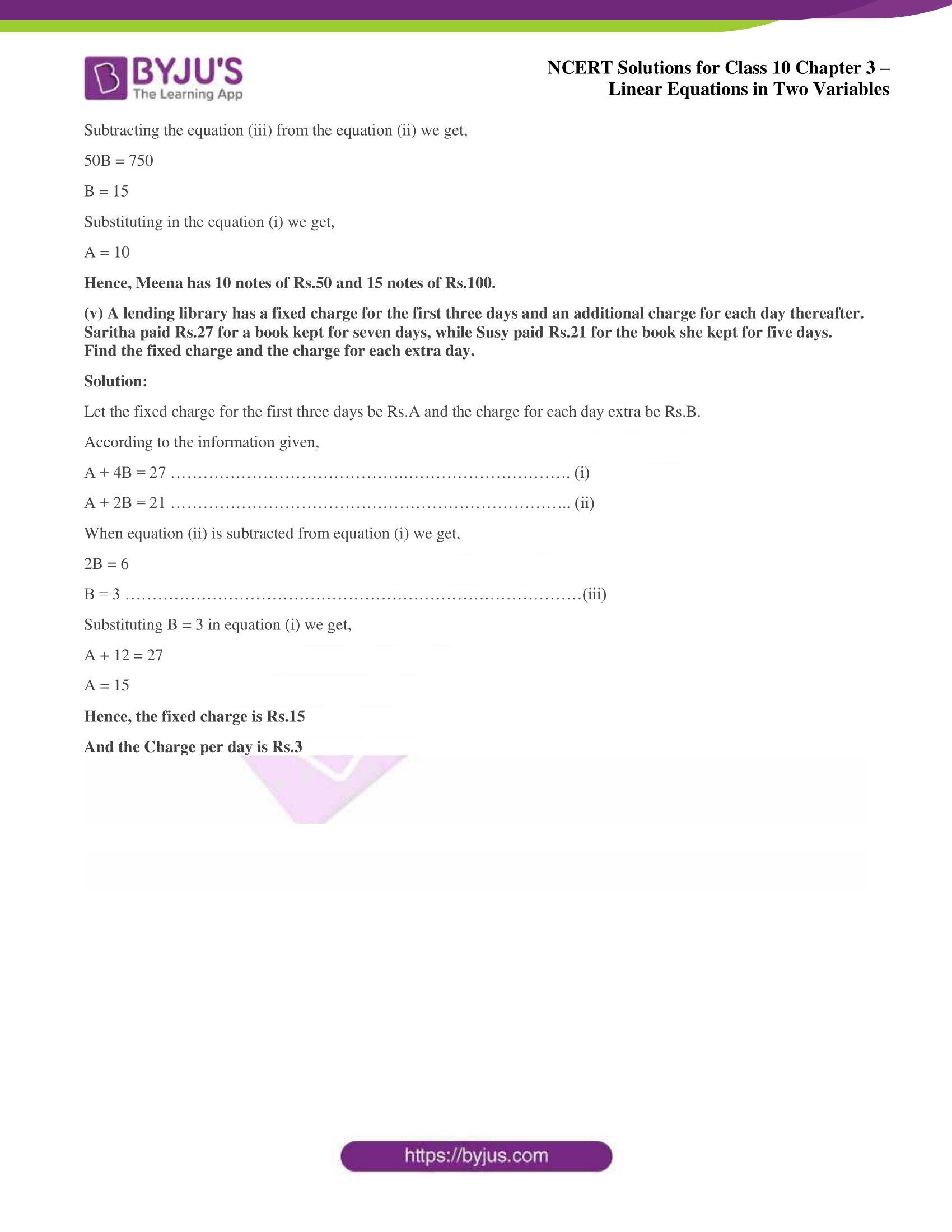 NCERT Solutions for Class 10 Chapter 3 Linear Equations in Two Variables NCERT Solutions for Class 10 Chapter 3 Linear Equations in Two Variables
