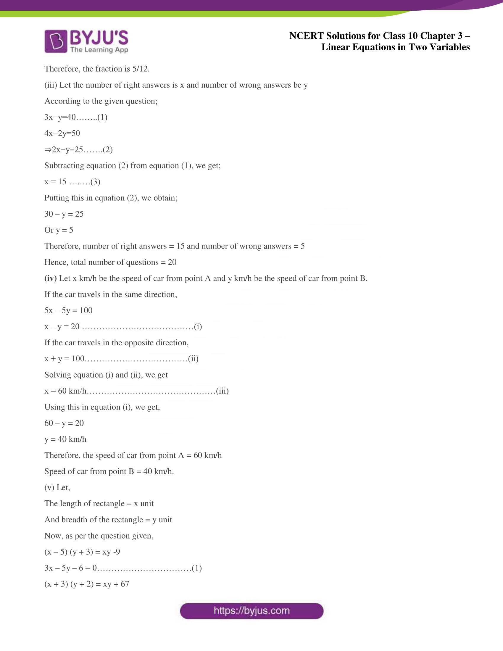 NCERT Solutions for Class 10 Chapter 3 Linear Equations in Two Variables NCERT Solutions for Class 10 Chapter 3 Linear Equations in Two Variables