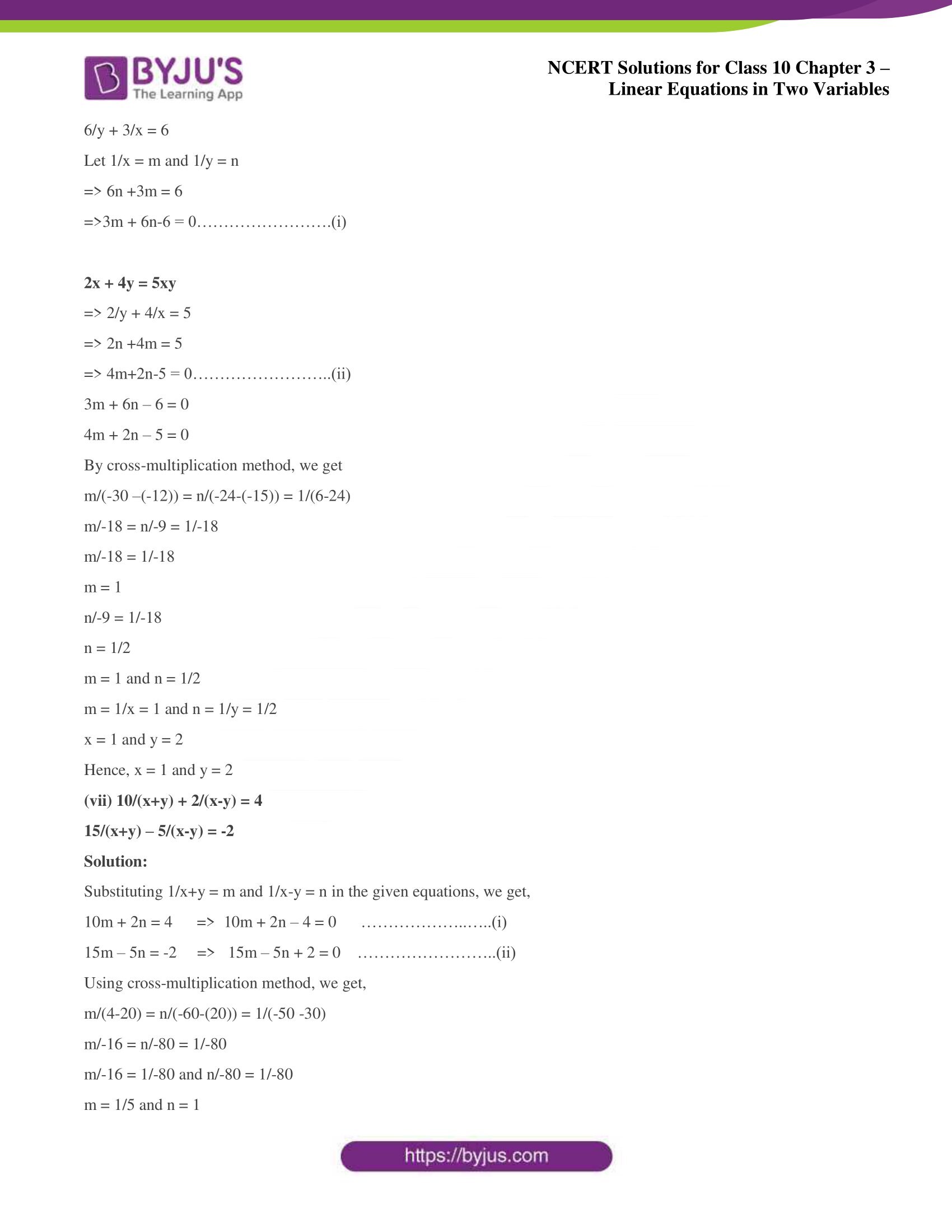NCERT Solutions for Class 10 Chapter 3 Linear Equations in Two Variables NCERT Solutions for Class 10 Chapter 3 Linear Equations in Two Variables