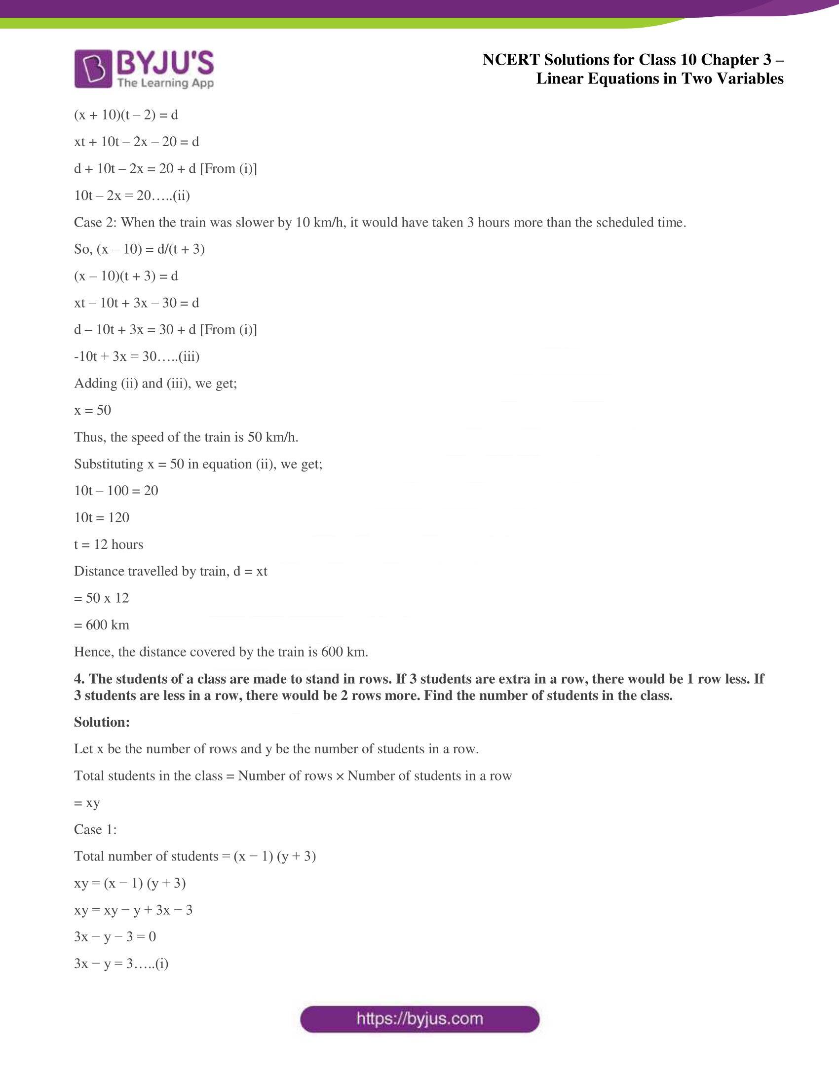 NCERT Solutions for Class 10 Chapter 3 Linear Equations in Two Variables NCERT Solutions for Class 10 Chapter 3 Linear Equations in Two Variables