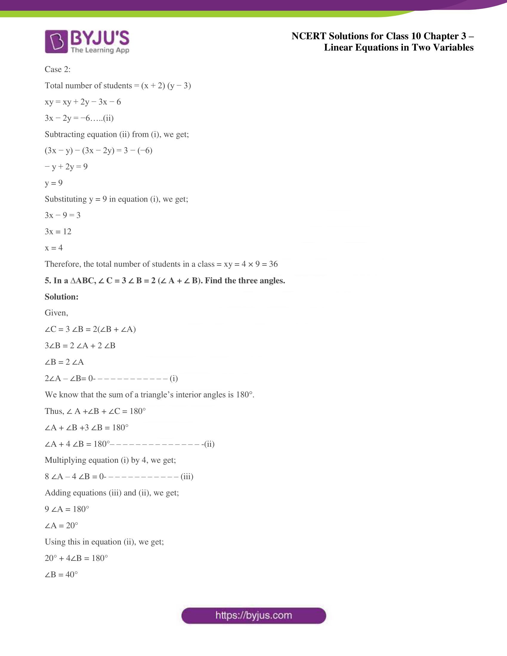 NCERT Solutions for Class 10 Chapter 3 Linear Equations in Two Variables NCERT Solutions for Class 10 Chapter 3 Linear Equations in Two Variables