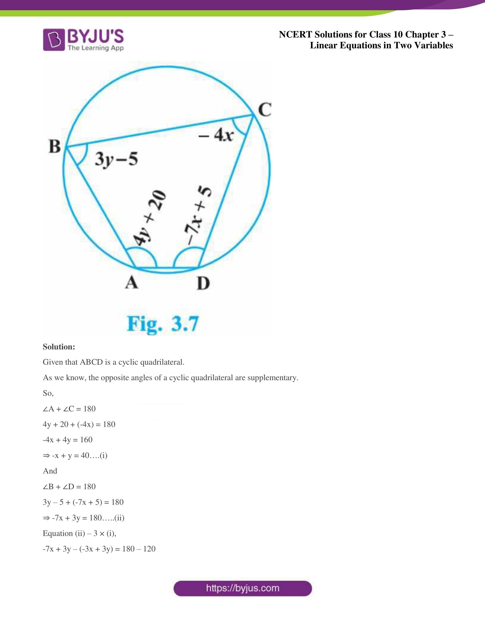 NCERT Solutions for Class 10 Chapter 3 Linear Equations in Two Variables NCERT Solutions for Class 10 Chapter 3 Linear Equations in Two Variables