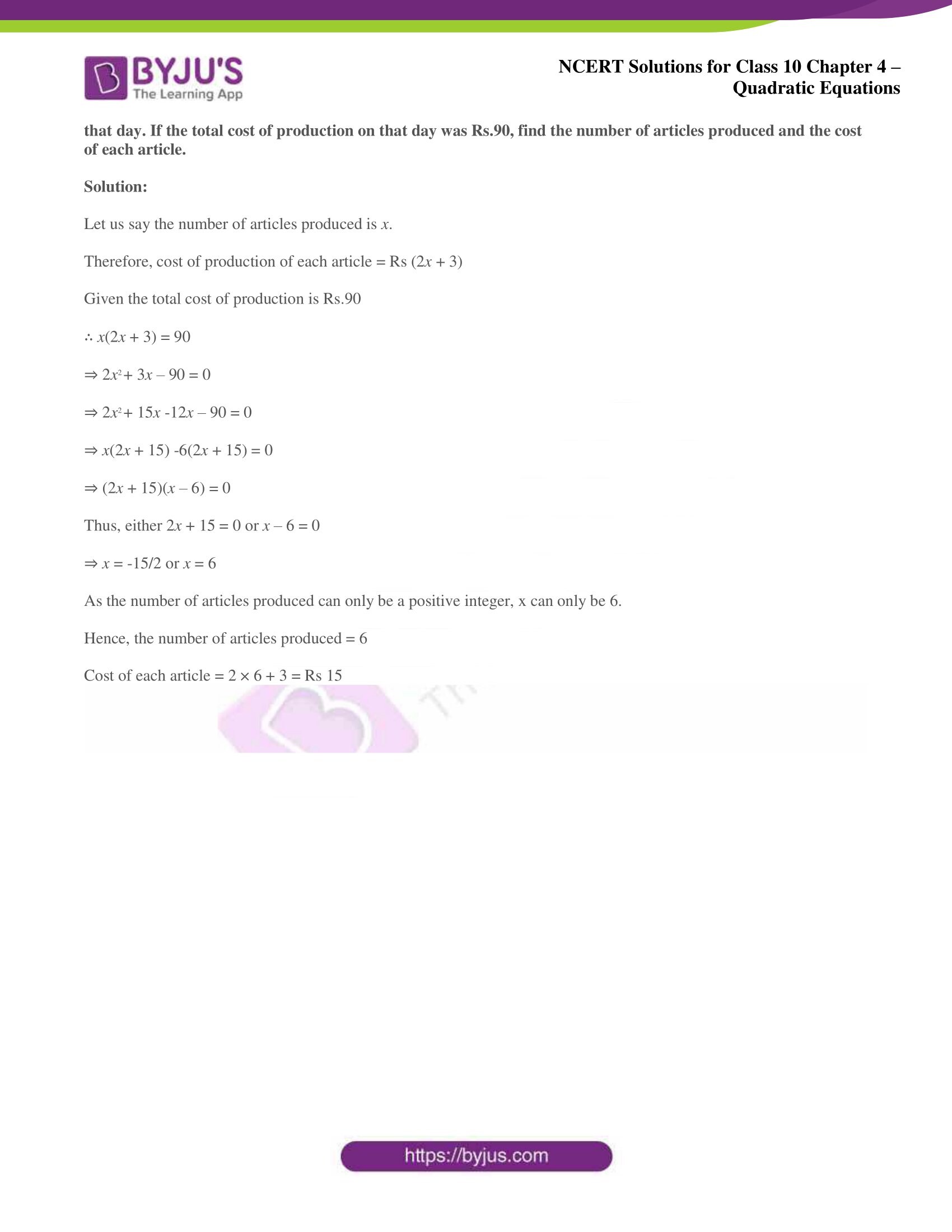 NCERT Solutions for Class 10 Maths Chapter 4 Quadratic Equations NCERT Solutions for Class 10 Maths Chapter 4 Quadratic Equations