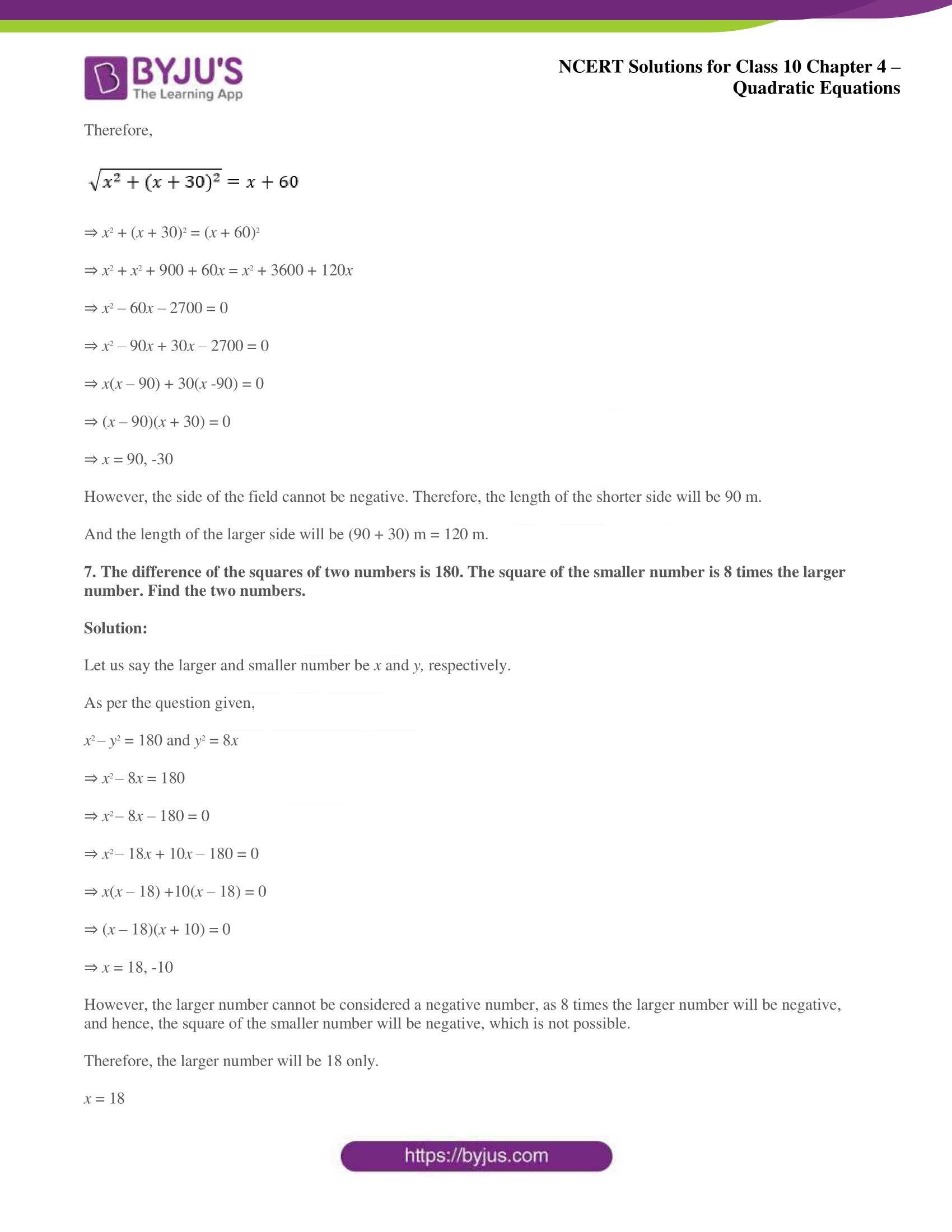 NCERT Solutions for Class 10 Maths Chapter 4 Quadratic Equations NCERT Solutions for Class 10 Maths Chapter 4 Quadratic Equations