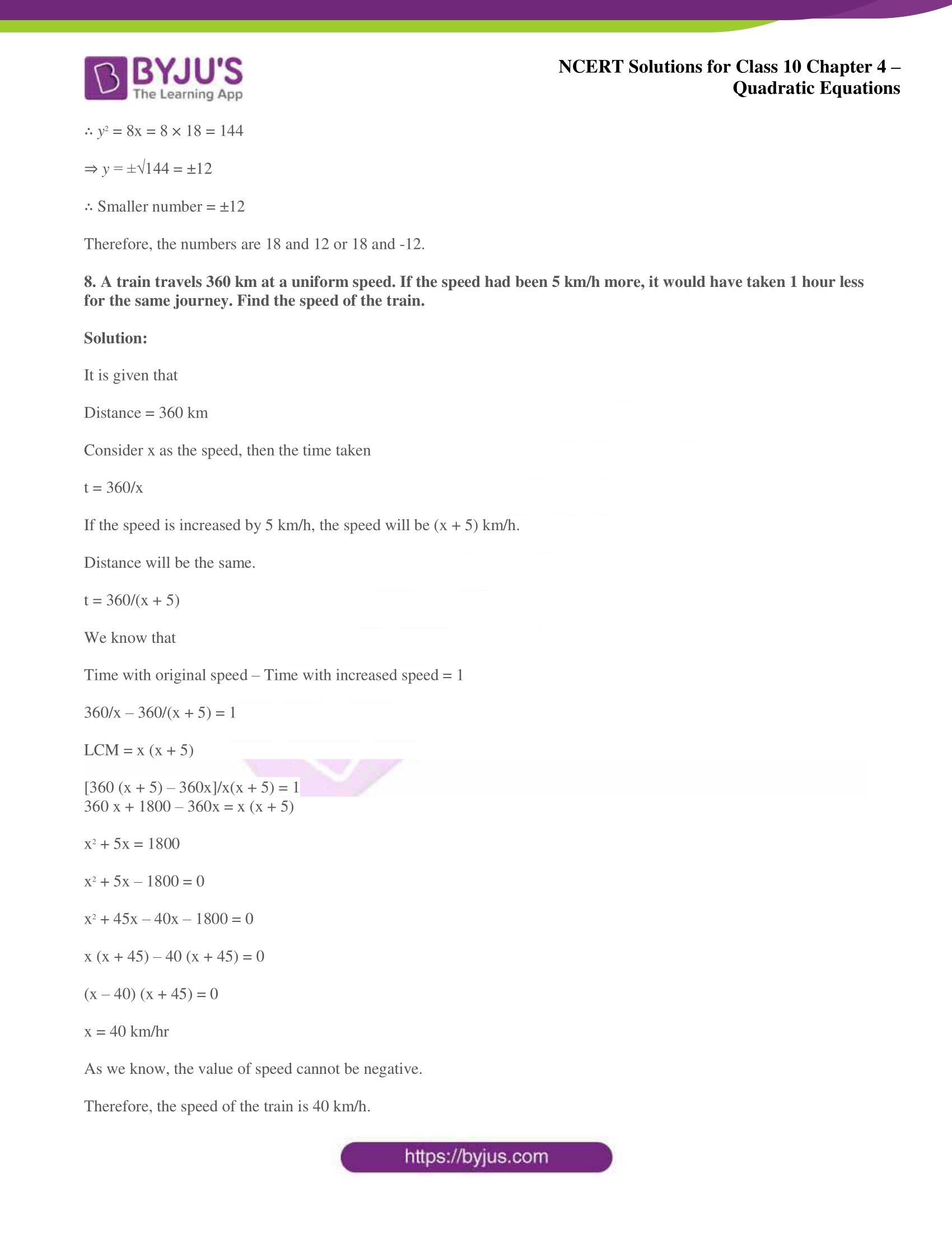NCERT Solutions for Class 10 Maths Chapter 4 Quadratic Equations NCERT Solutions for Class 10 Maths Chapter 4 Quadratic Equations