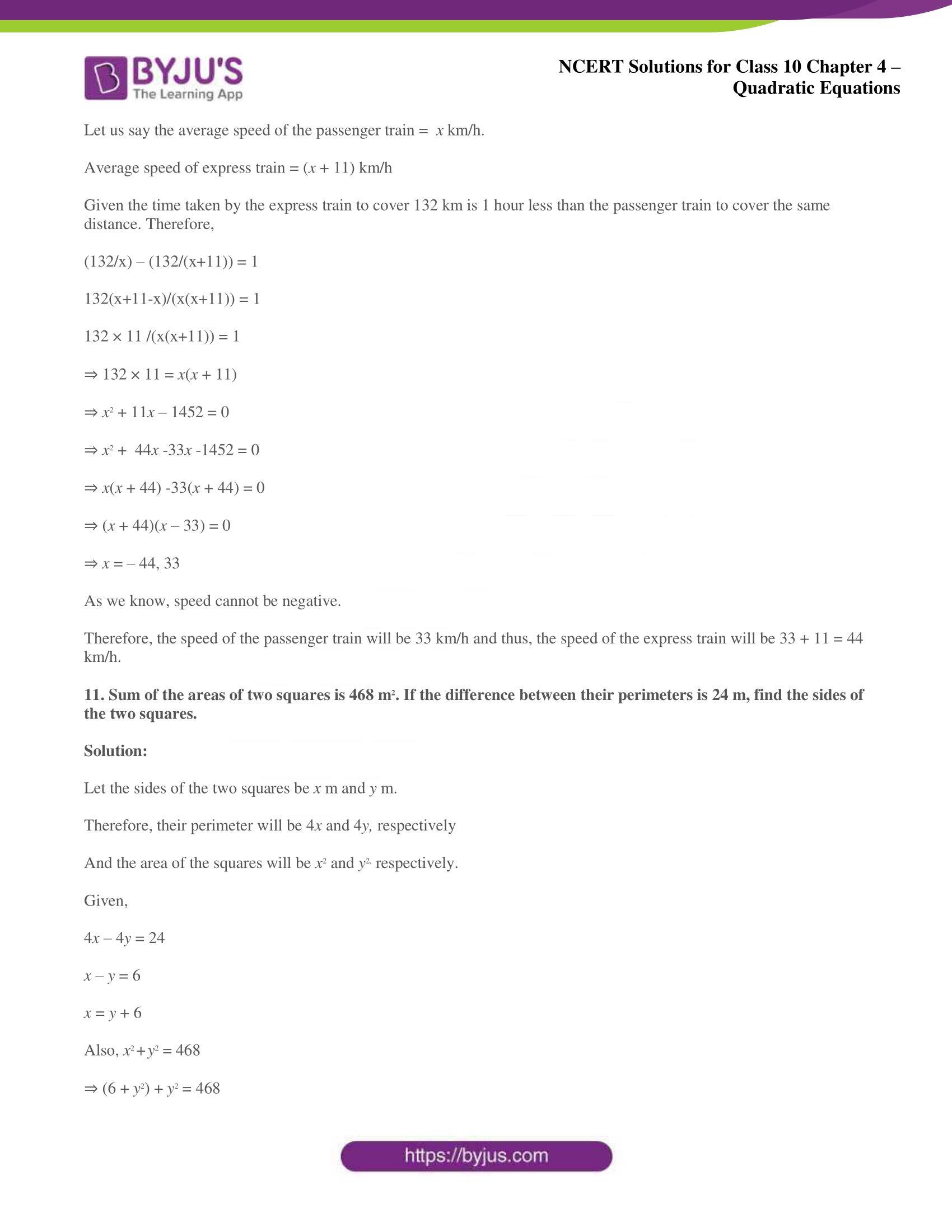 NCERT Solutions for Class 10 Maths Chapter 4 Quadratic Equations NCERT Solutions for Class 10 Maths Chapter 4 Quadratic Equations