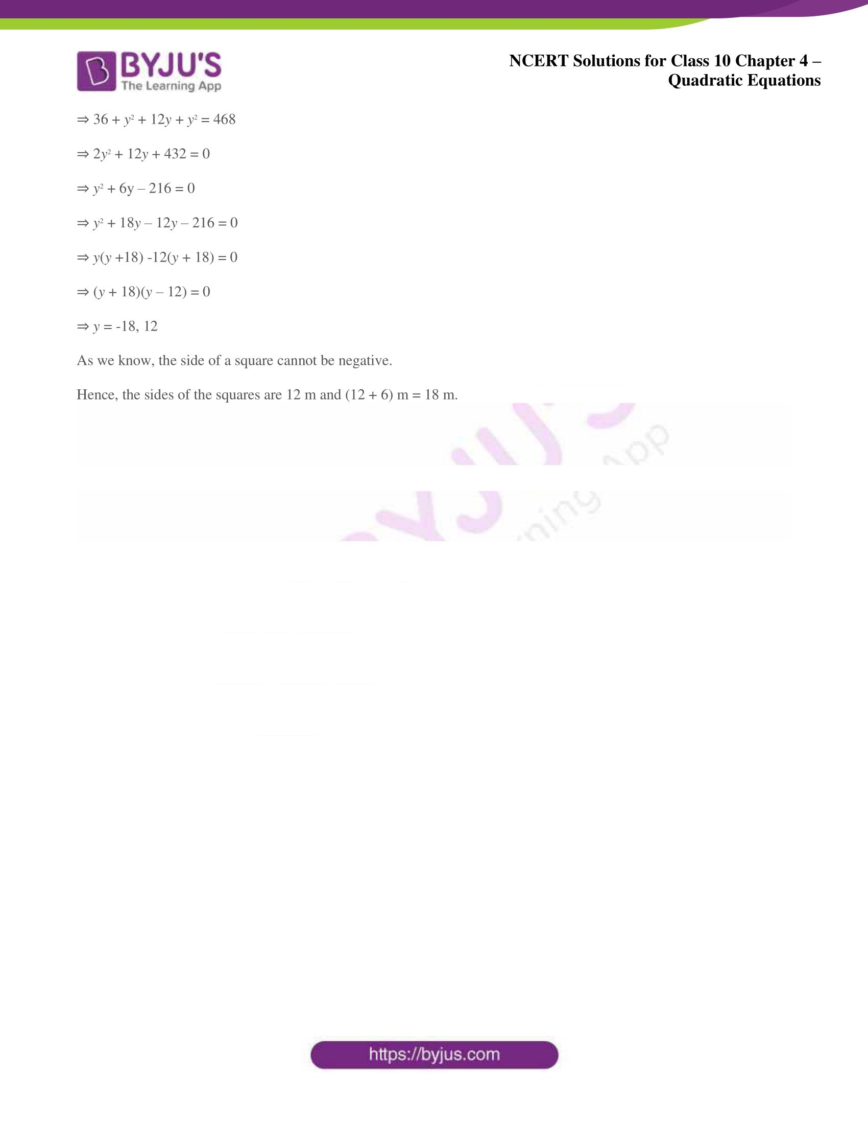 NCERT Solutions for Class 10 Maths Chapter 4 Quadratic Equations NCERT Solutions for Class 10 Maths Chapter 4 Quadratic Equations