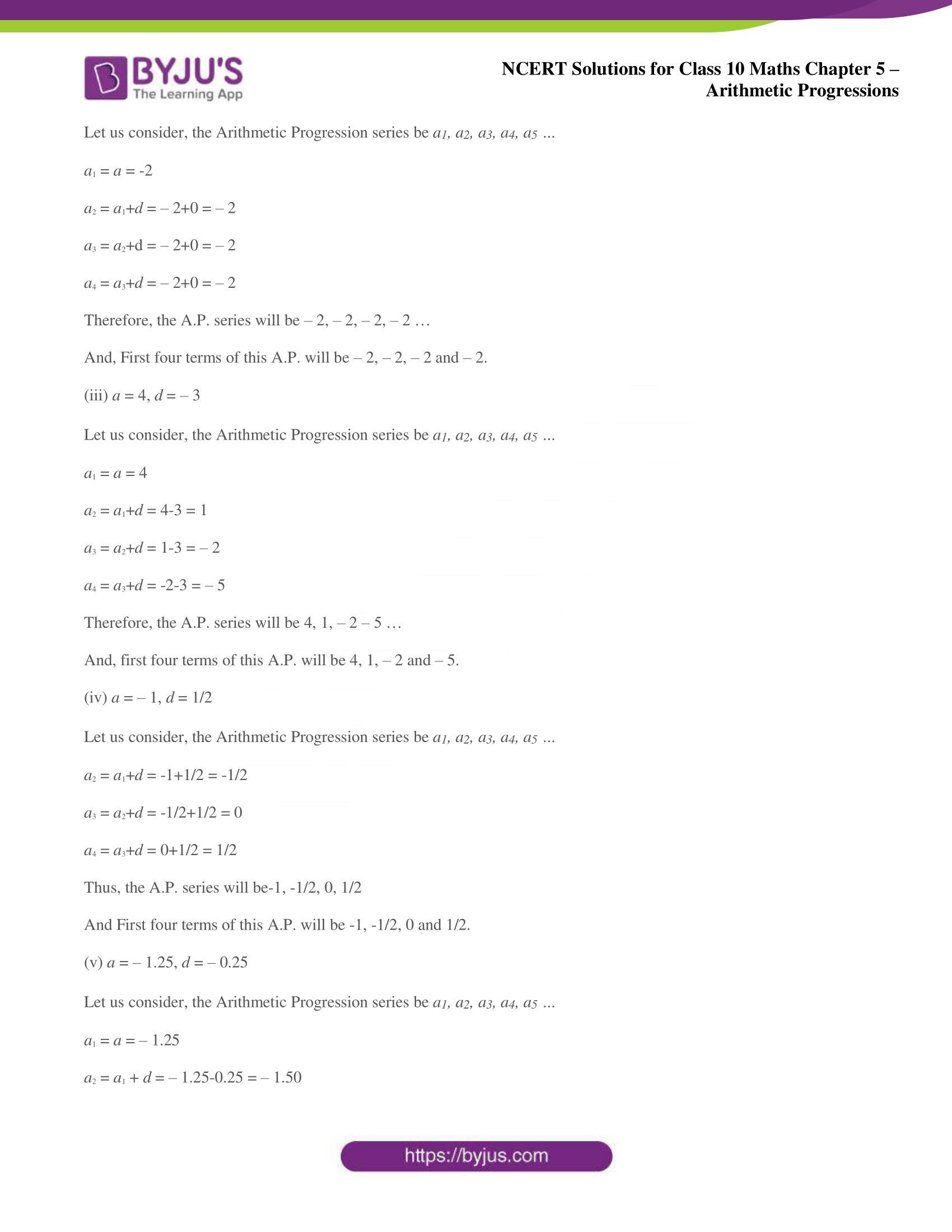 NCERT solutions for Class 10 Maths chapter 5 Arithmetic Progression NCERT solutions for Class 10 Maths chapter 5 Arithmetic Progression