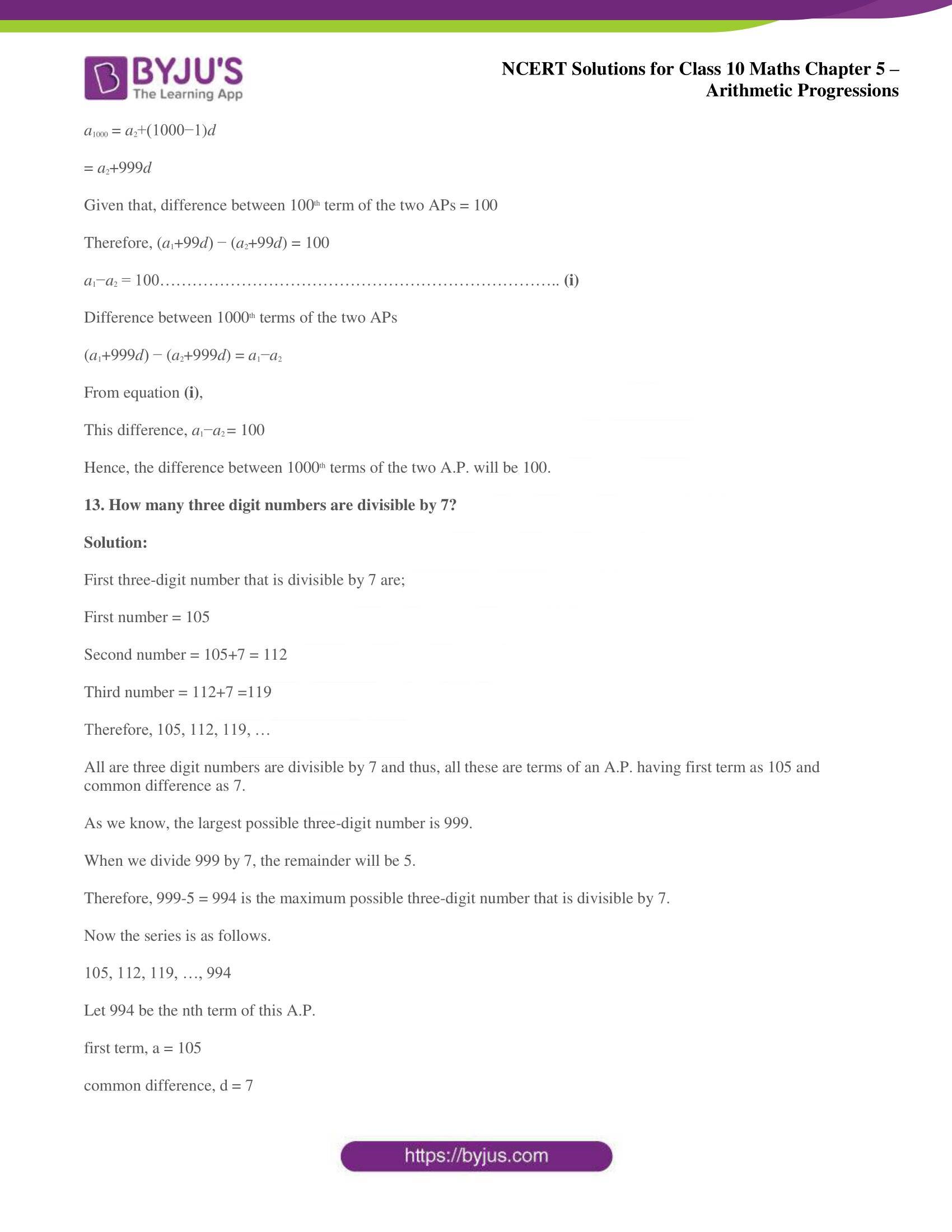 NCERT solutions for Class 10 Maths chapter 5 Arithmetic Progression NCERT solutions for Class 10 Maths chapter 5 Arithmetic Progression