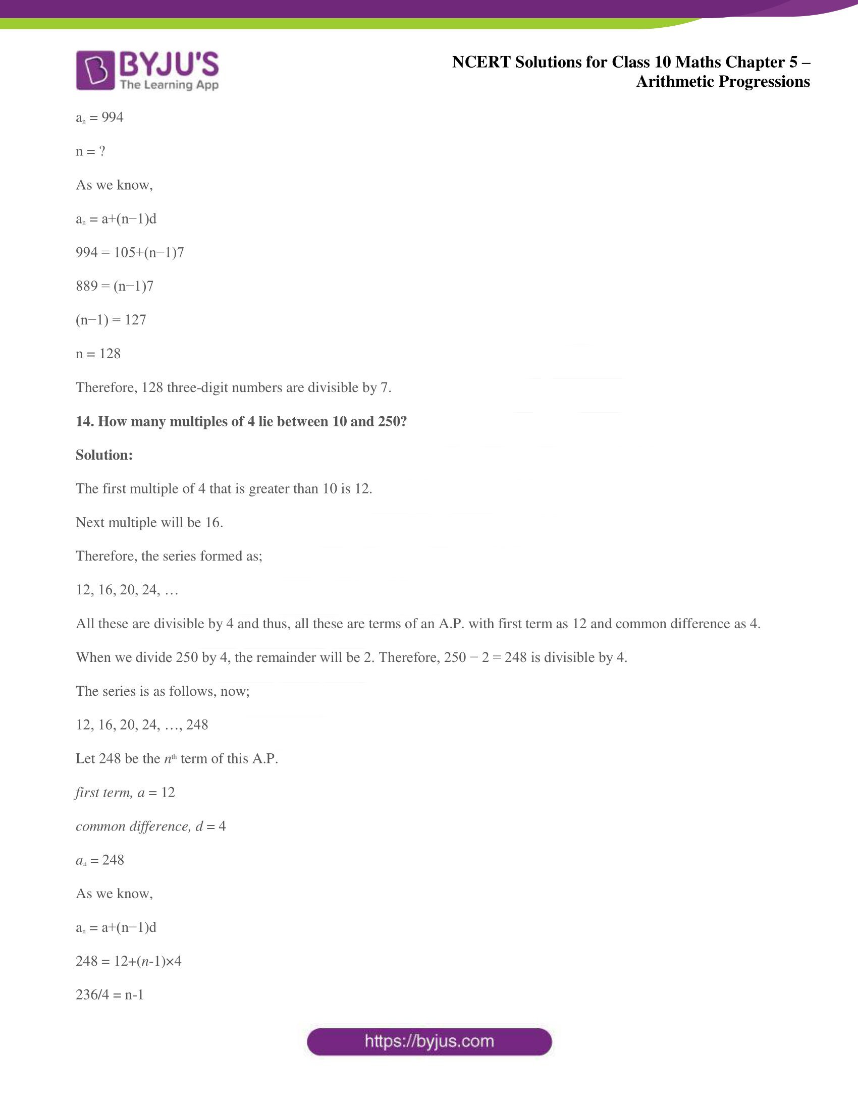 NCERT solutions for Class 10 Maths chapter 5 Arithmetic Progression NCERT solutions for Class 10 Maths chapter 5 Arithmetic Progression