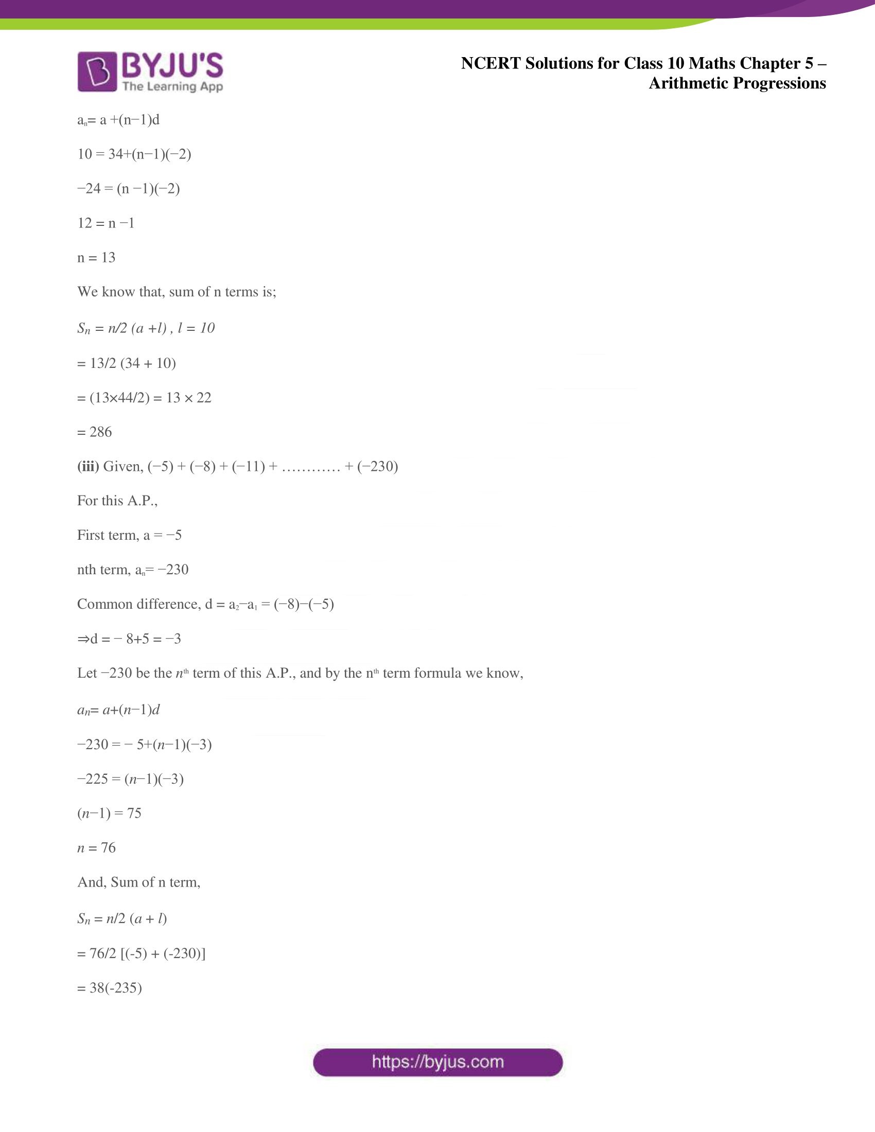 NCERT solutions for Class 10 Maths chapter 5 Arithmetic Progression NCERT solutions for Class 10 Maths chapter 5 Arithmetic Progression